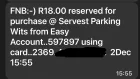 Complaint-review: Servest Parking - Overcharged by security at Wits Donald Gordon